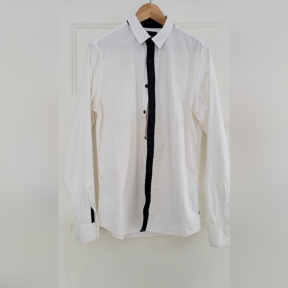 Men's White and Black Shirt